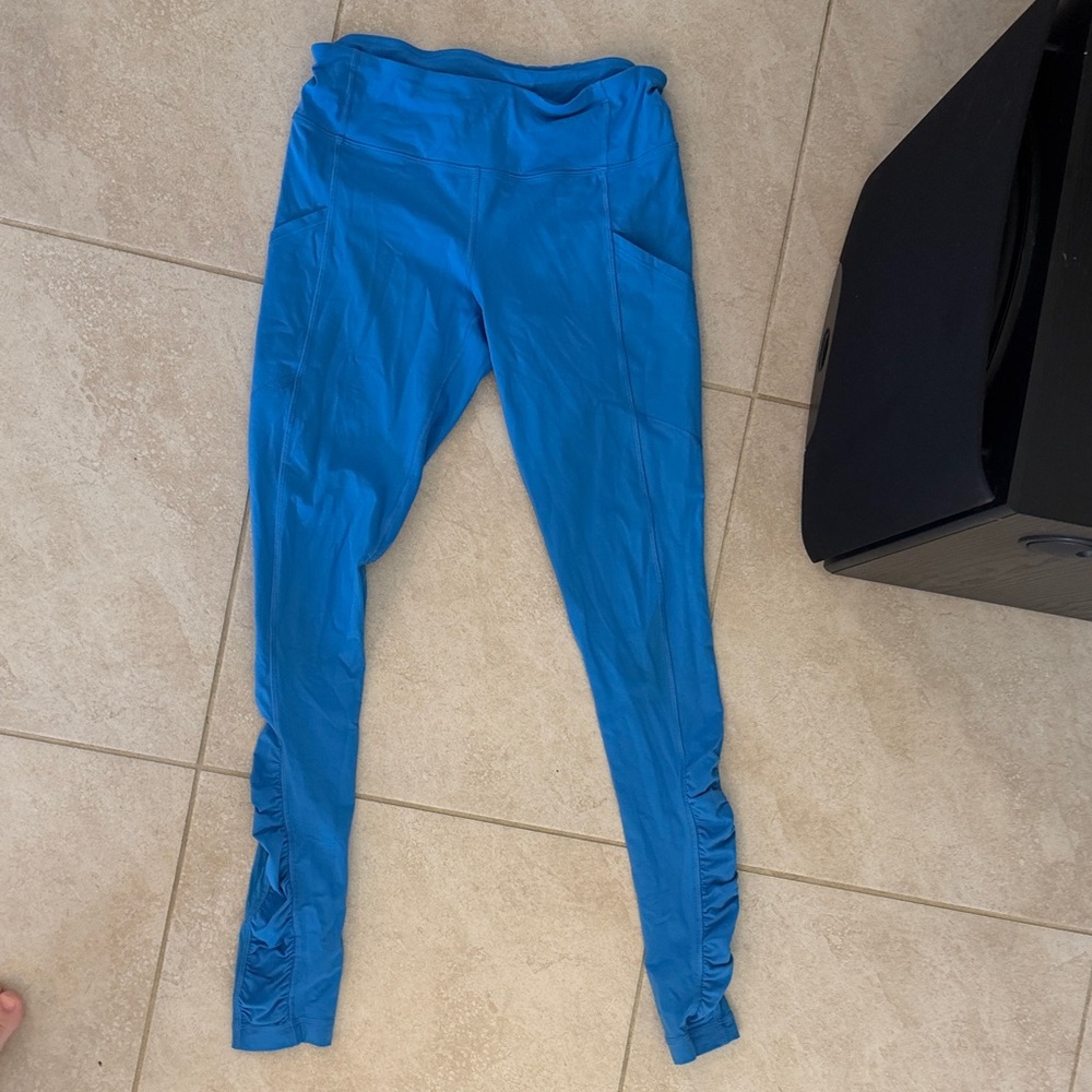 lululemon athletica Blue Leggings with Side Ruched Hem